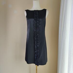 Lilly Pulitzer Black Mini Dress Ruffle Cotton Blend Satin Size 2